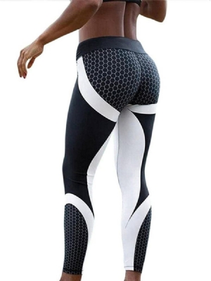 Color Block Honeycomb Print Leggings Femininas De Ioga De Cintura Alta Leggings Tiktok