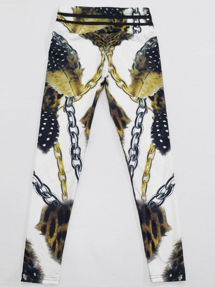 Corrente Estampa Leopardo Cor Bloco Leggings Femininas Cintura Alta Calças Yoga Cintura Alta Leggings Tiktok