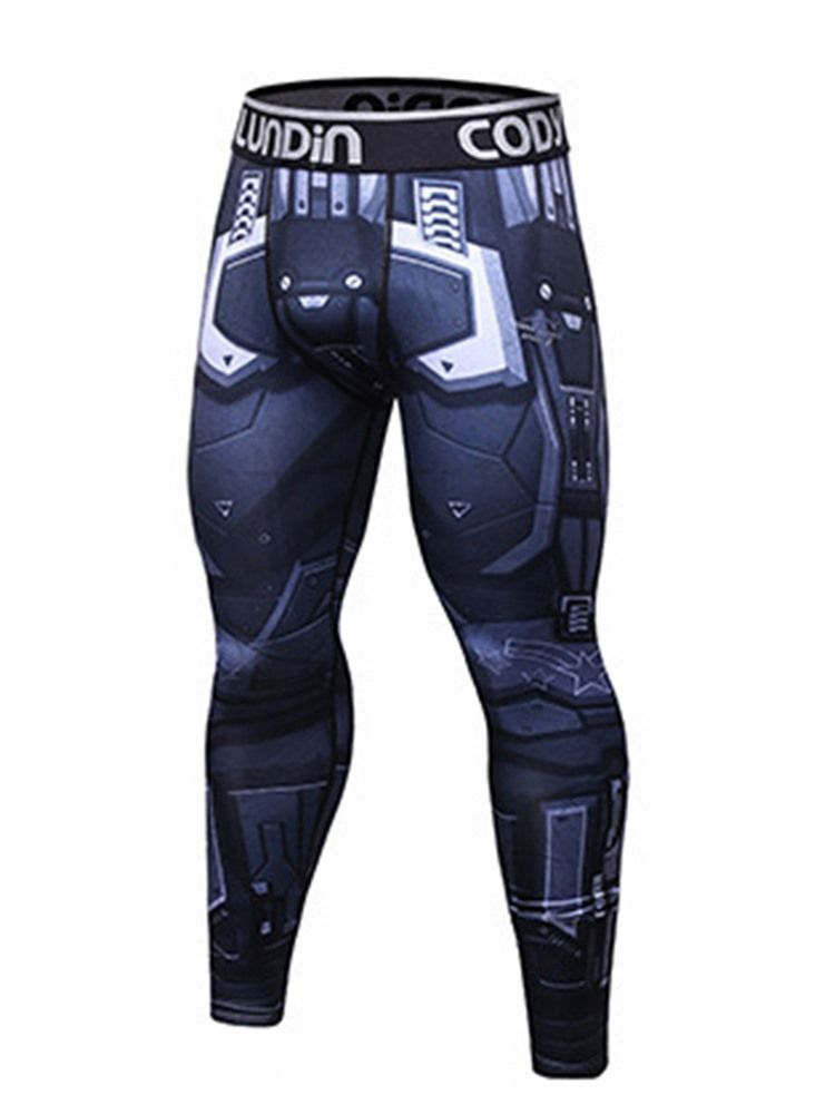 Estampa Masculina Compressão Seca Cool Sports Calça Calça Masculina