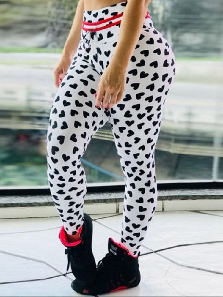 Feminino Color Block Heart Print Respirável Ginásio Esportes Calças Yoga Cintura Alta Leggings Tiktok