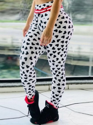 Feminino Color Block Heart Print Respirável Ginásio Esportes Calças Yoga Cintura Alta Leggings Tiktok