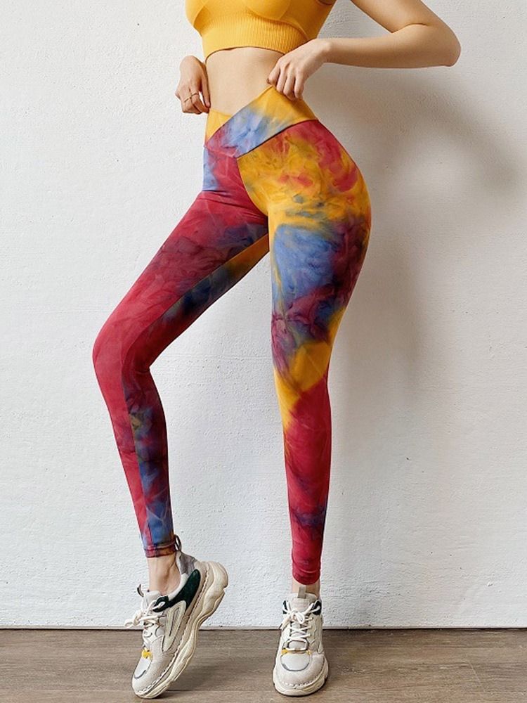 Feminino Patchwork Color Block Anti-sweat Calças De Yoga Cintura Alta Leggings Tiktok