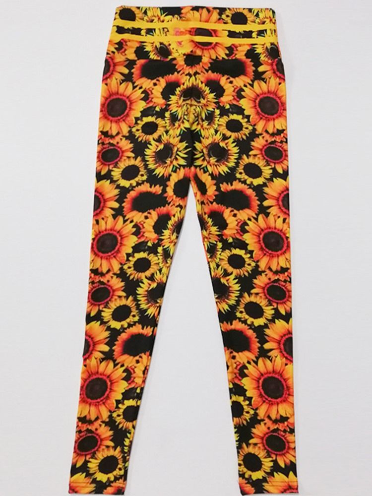 Feminino Respirável Sunflower Print Push Up Ginásio Esportivo Calças Ioga Cintura Alta Leggings Tiktok