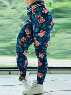 Ginásio Feminino Esporte Fitness Floral Respirável Calças Ioga Cintura Alta Leggings Tiktok