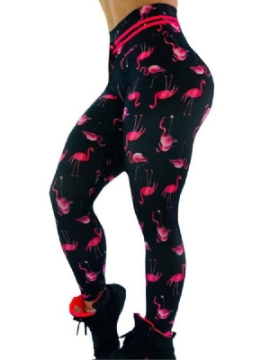 Impressão Flamingo Feminino Animal Fitness Ginásio Esportes Yoga Leggings Calças De Yoga Cintura Alta Leggings Tiktok