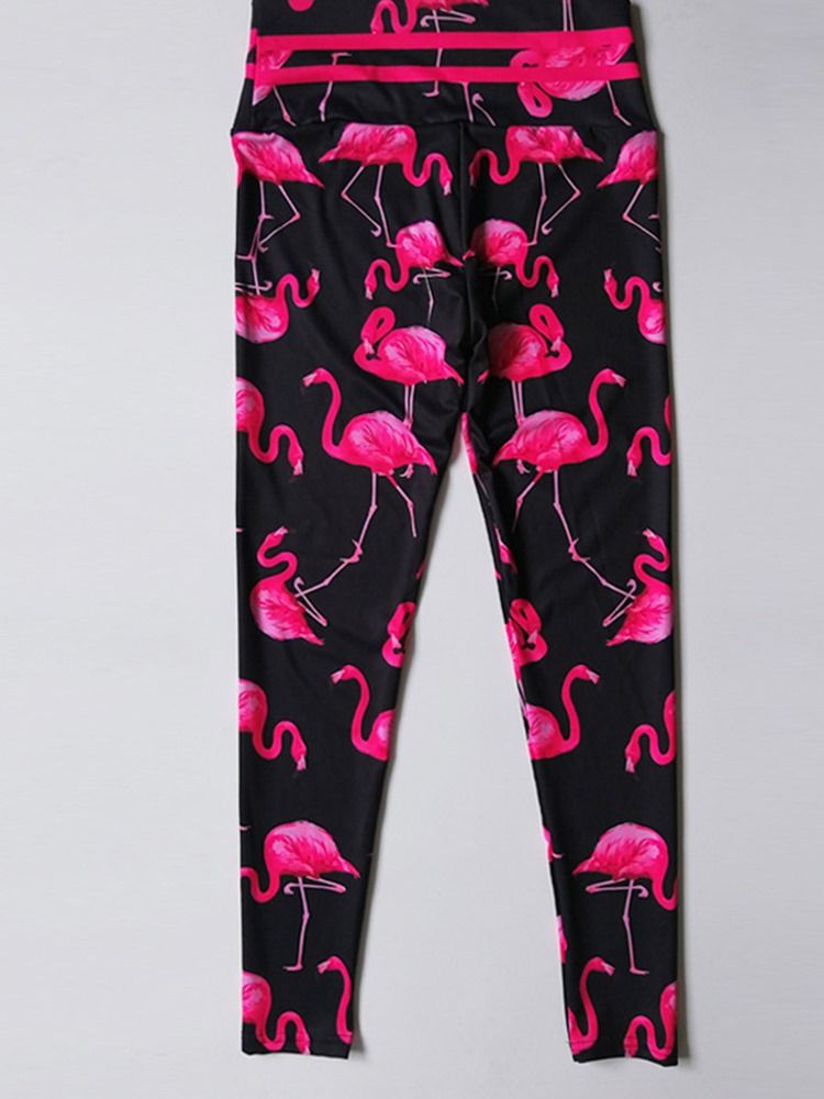 Impressão Flamingo Feminino Animal Fitness Ginásio Esportes Yoga Leggings Calças De Yoga Cintura Alta Leggings Tiktok