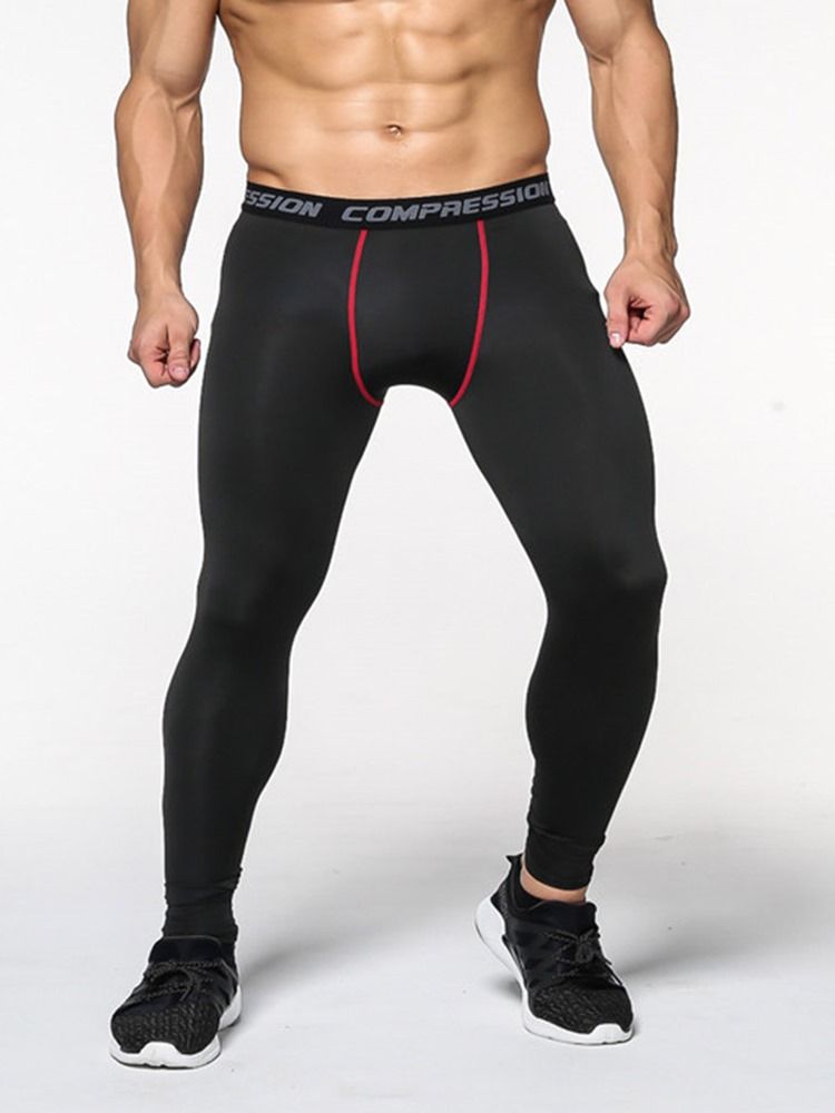 Leggings Esportivas Masculinas Anti-suor Em Bloco De Poliéster