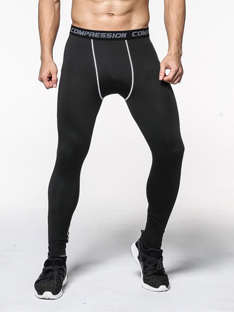 Leggings Esportivas Masculinas Anti-suor Em Bloco De Poliéster