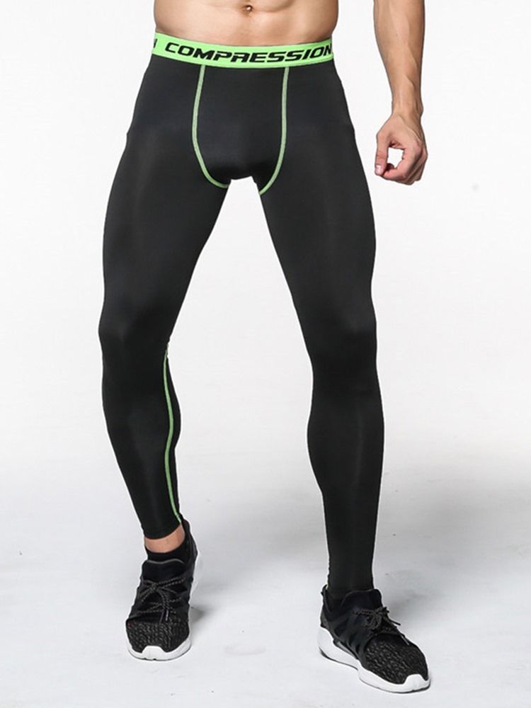 Leggings Esportivas Masculinas Anti-suor Em Bloco De Poliéster