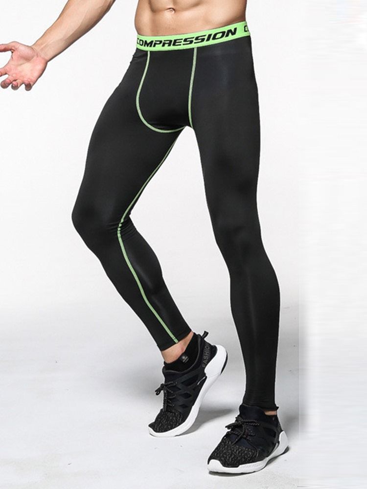 Leggings Esportivas Masculinas Anti-suor Em Bloco De Poliéster
