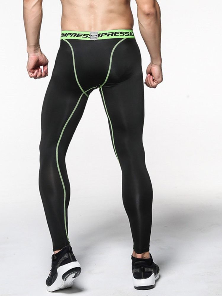 Leggings Esportivas Masculinas Anti-suor Em Bloco De Poliéster
