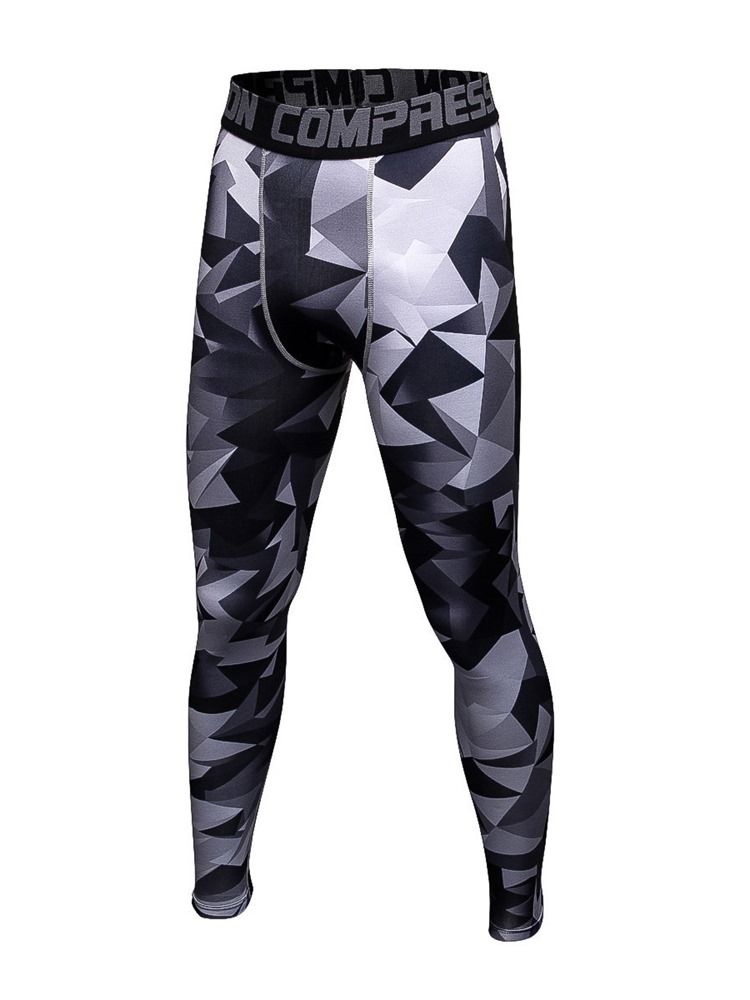Leggings Esportivas Masculinas Anti-suor Em Bloco De Poliéster