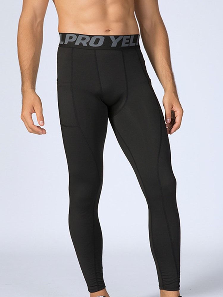 Leggings Esportivos Masculinos Com Retalhos De Letras Na Altura Do Tornozelo