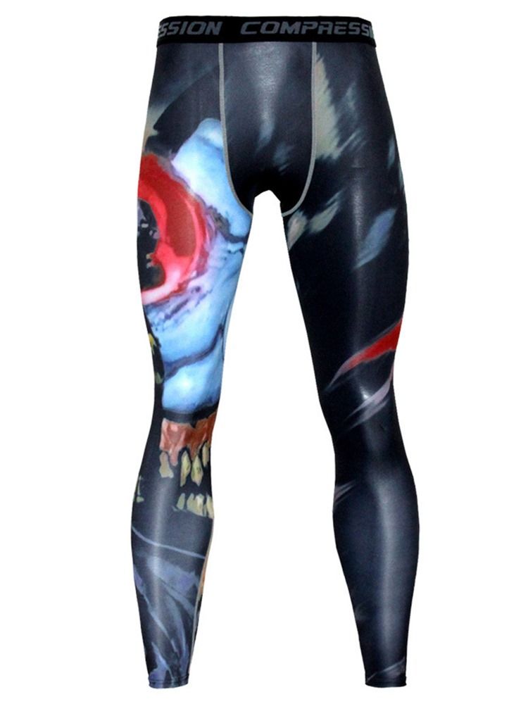 Leggings De Impressão Em Bloco De Cores Respiráveis Misturas De Algodão Masculino