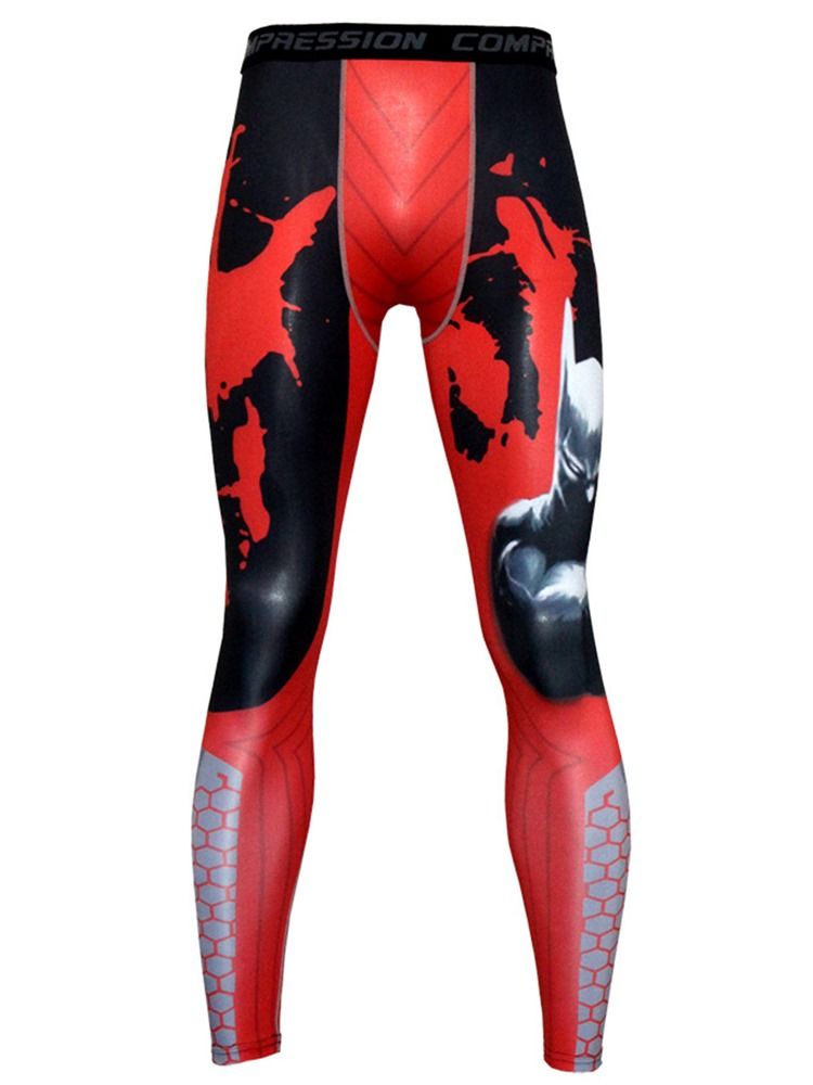 Leggings De Impressão Em Bloco De Cores Respiráveis Misturas De Algodão Masculino