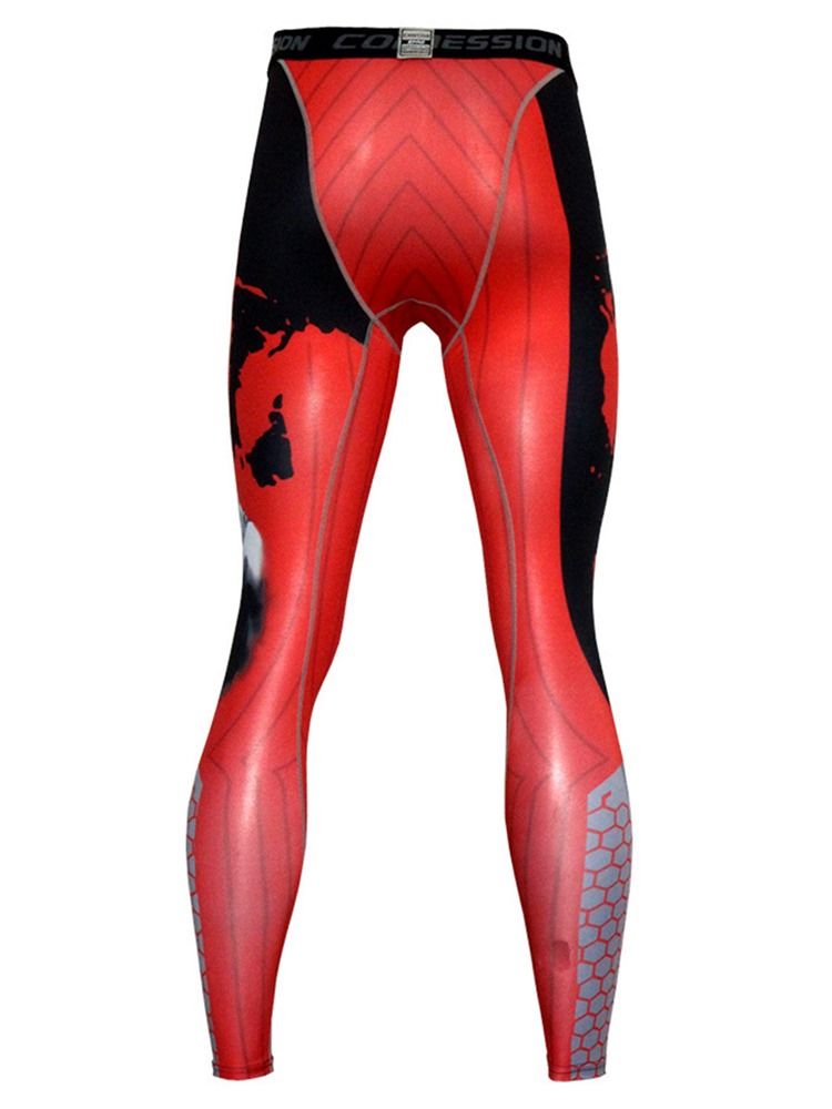 Leggings De Impressão Em Bloco De Cores Respiráveis Misturas De Algodão Masculino