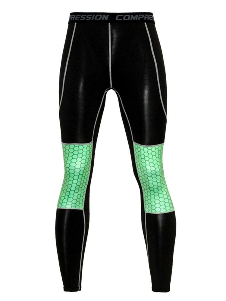 Leggings De Impressão Em Bloco De Cores Respiráveis Misturas De Algodão Masculino
