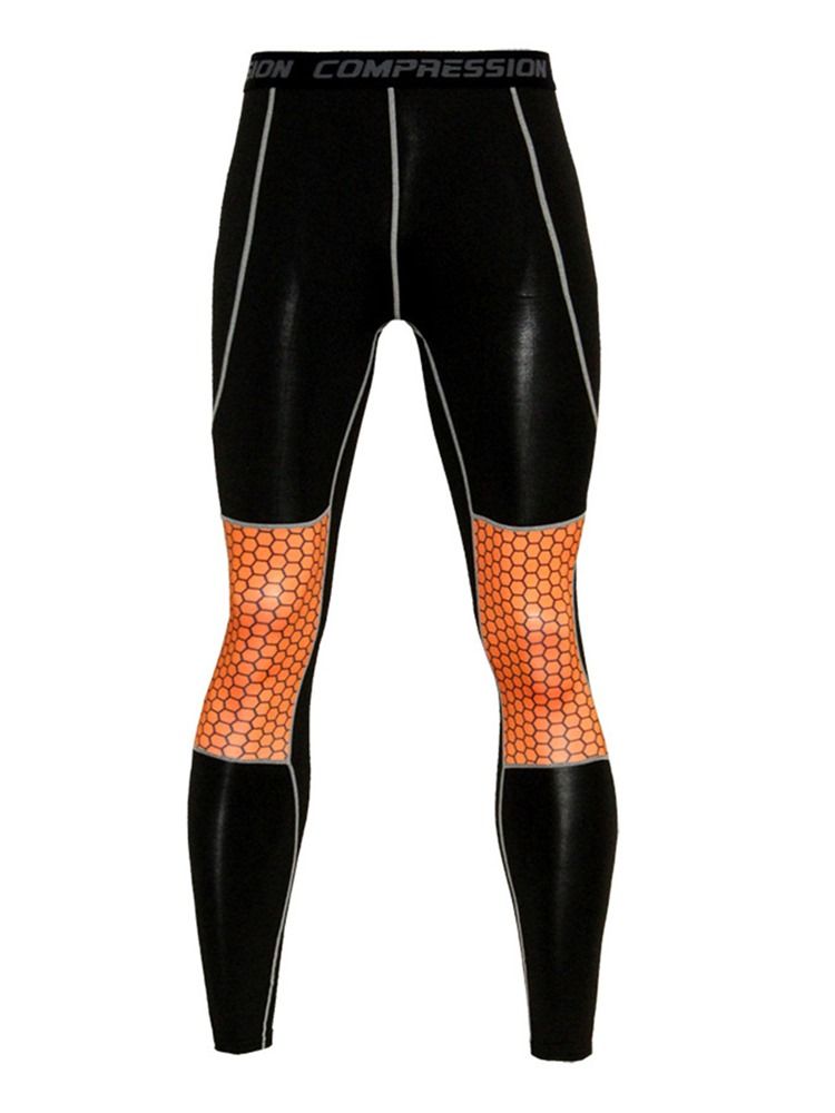 Leggings De Impressão Em Bloco De Cores Respiráveis Misturas De Algodão Masculino