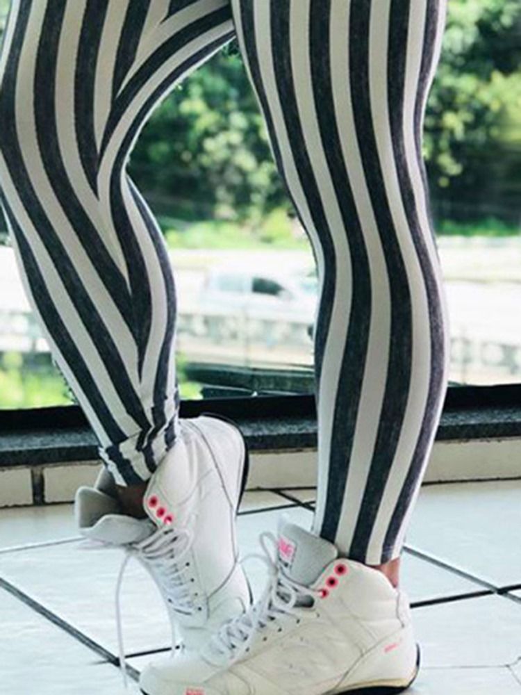 Leggings De Ioga Para Mulheres Com Estampa De Listra De Cintura Alta Leggings De Ioga De Cintura Alta