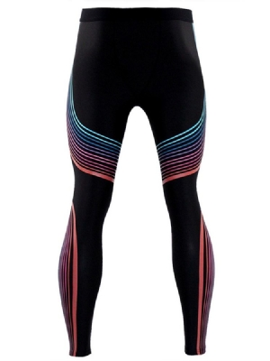 Leggings De Treino Masculinos Com Estampa De Listras Respiráveis
