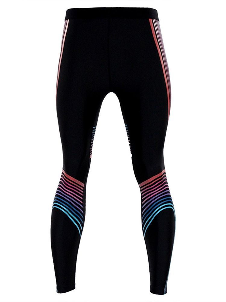 Leggings De Treino Masculinos Com Estampa De Listras Respiráveis