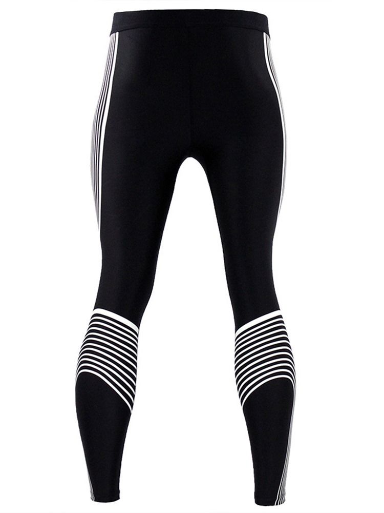 Leggings De Treino Masculinos Com Estampa De Listras Respiráveis