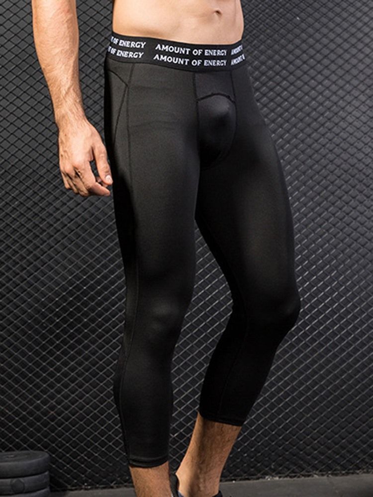 Masculino Letter Patchwork Calças Esportivas Masculinas De Meia Panturrilha