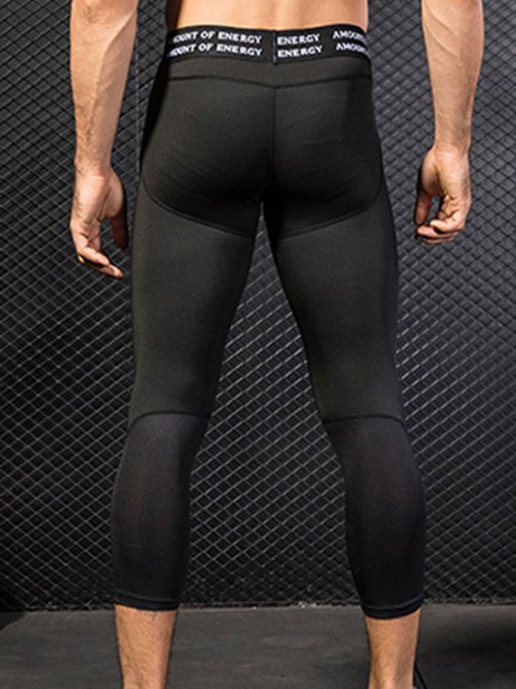 Masculino Letter Patchwork Calças Esportivas Masculinas De Meia Panturrilha
