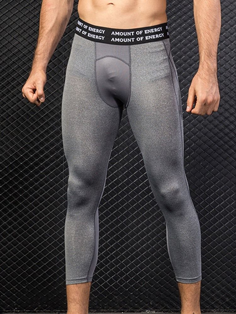 Masculino Letter Patchwork Calças Esportivas Masculinas De Meia Panturrilha