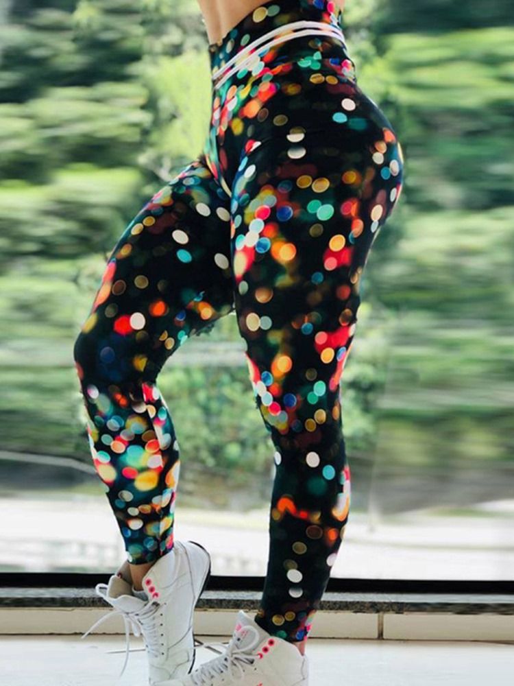 Mulher Com Impressão Em Bloco De Cor Para Ginástica Calças De Ioga De Cintura Alta Leggings Tiktok