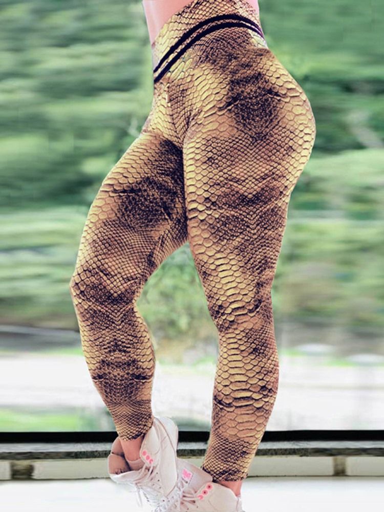 Mulher Serpentina Estampa Ginásio Esportes Leggings Cintura Alta Calças Yoga Cintura Alta Leggings Tiktok