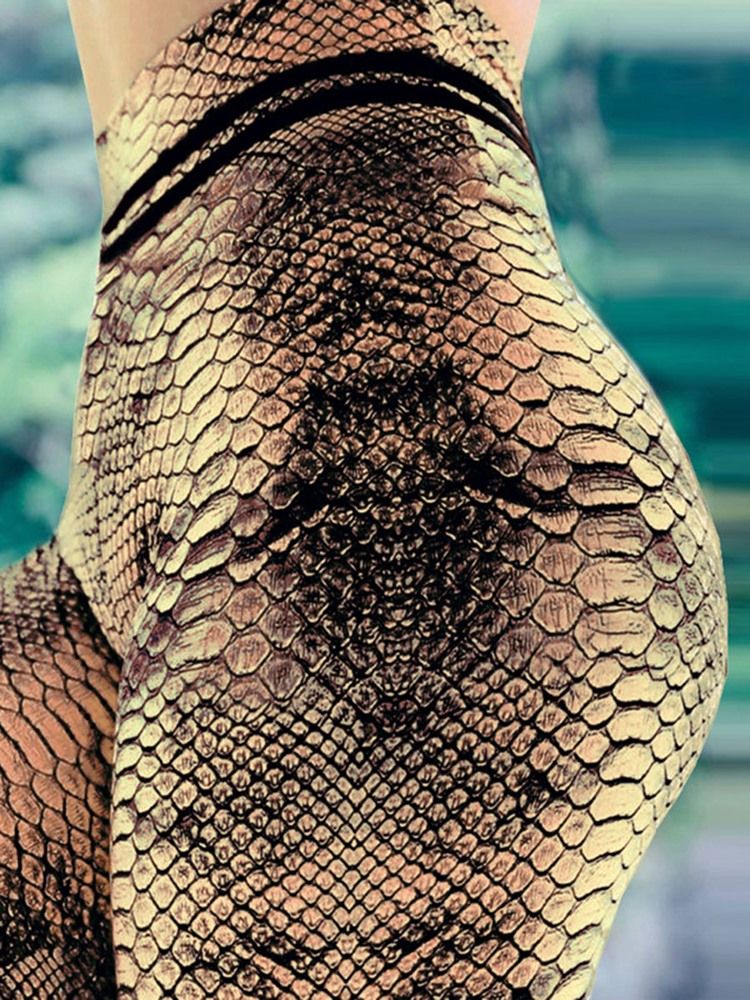 Mulher Serpentina Estampa Ginásio Esportes Leggings Cintura Alta Calças Yoga Cintura Alta Leggings Tiktok