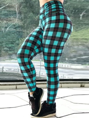 Mulheres Com Estampa Xadrez De Comprimento Total Fitness Yoga Leggings Calças De Ioga Cintura Alta Leggings Tiktok