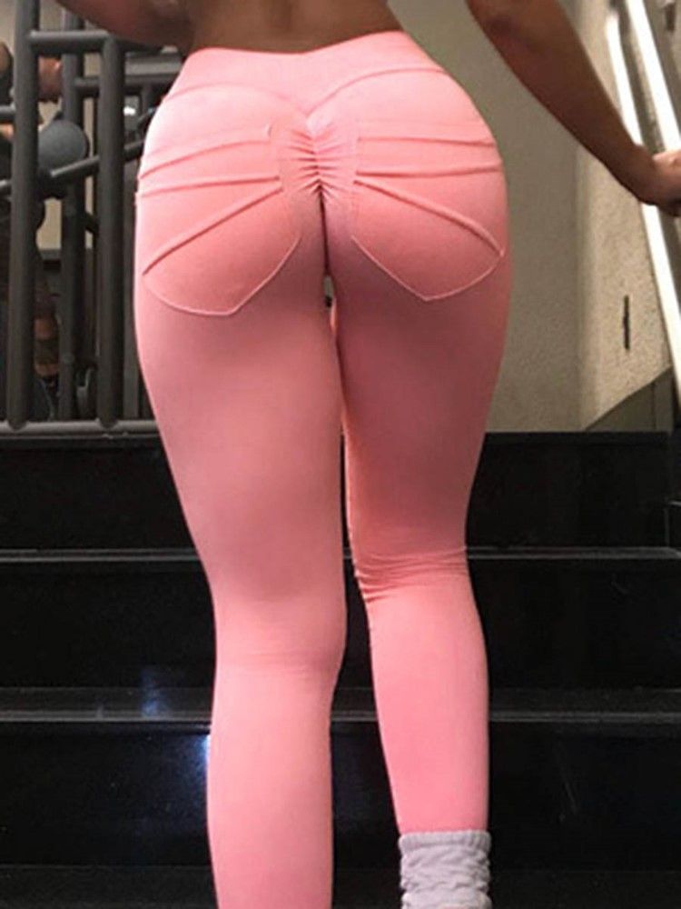 Perneiras Femininas De Poliéster Sólido De Secagem Rápida Com Mola De Comprimento Total Calças De Ioga De Cintura Alta Leggings Tiktok
