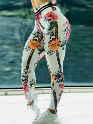 Print Floral Whip Nylon Cintura Alta Leggings Feminina Calças Yoga Cintura Alta Leggings Tiktok