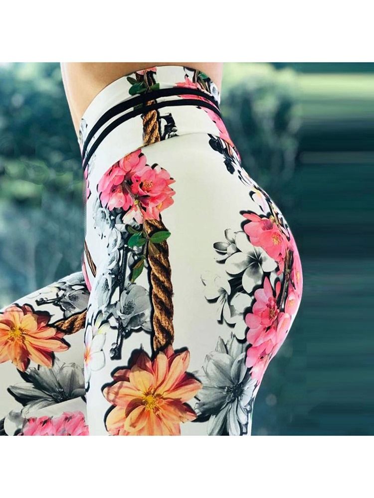 Print Floral Whip Nylon Cintura Alta Leggings Feminina Calças Yoga Cintura Alta Leggings Tiktok