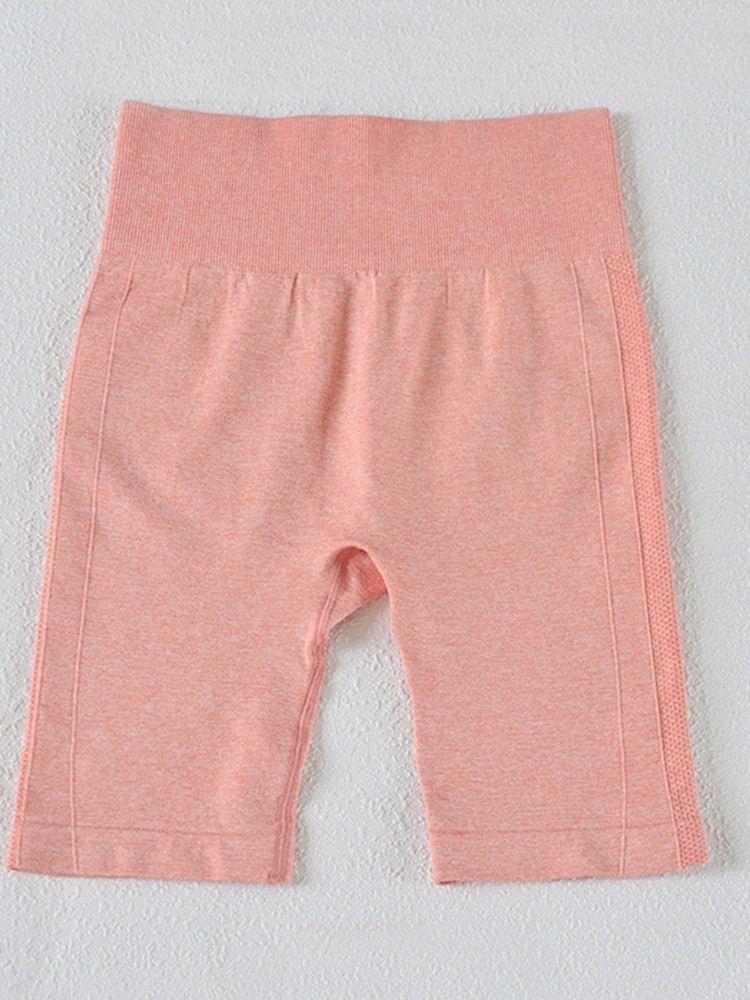 Shorts Femininos De Nylon Sólido Sem Costura Com Juntas Respiráveis Calças Femininas Calças De Ioga Leggings Tiktok De Cintura Alta
