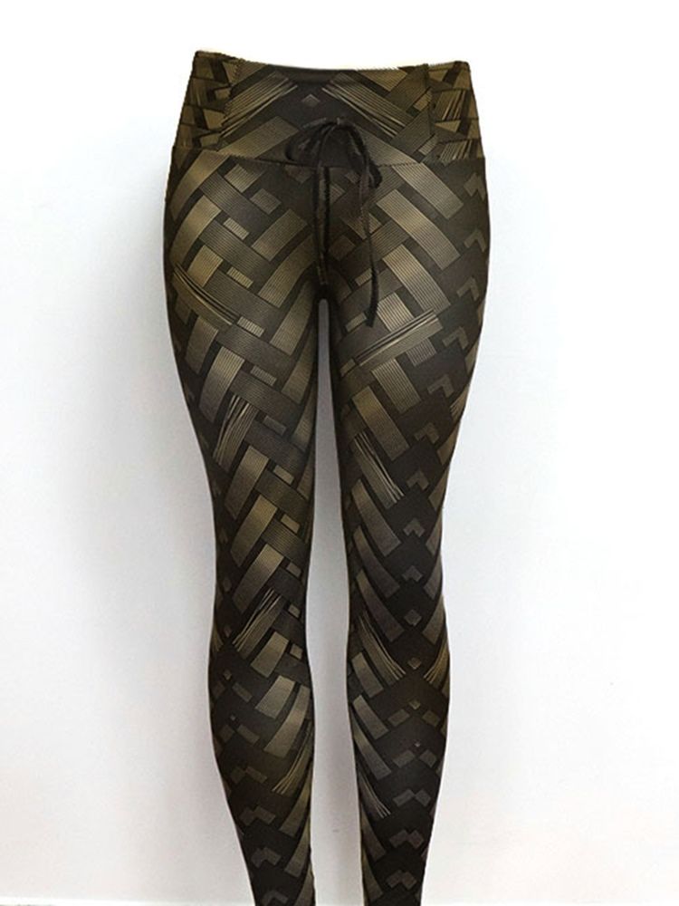Solid Weave Print Calças De Ioga Feminina De Cintura Alta Leggings Tiktok