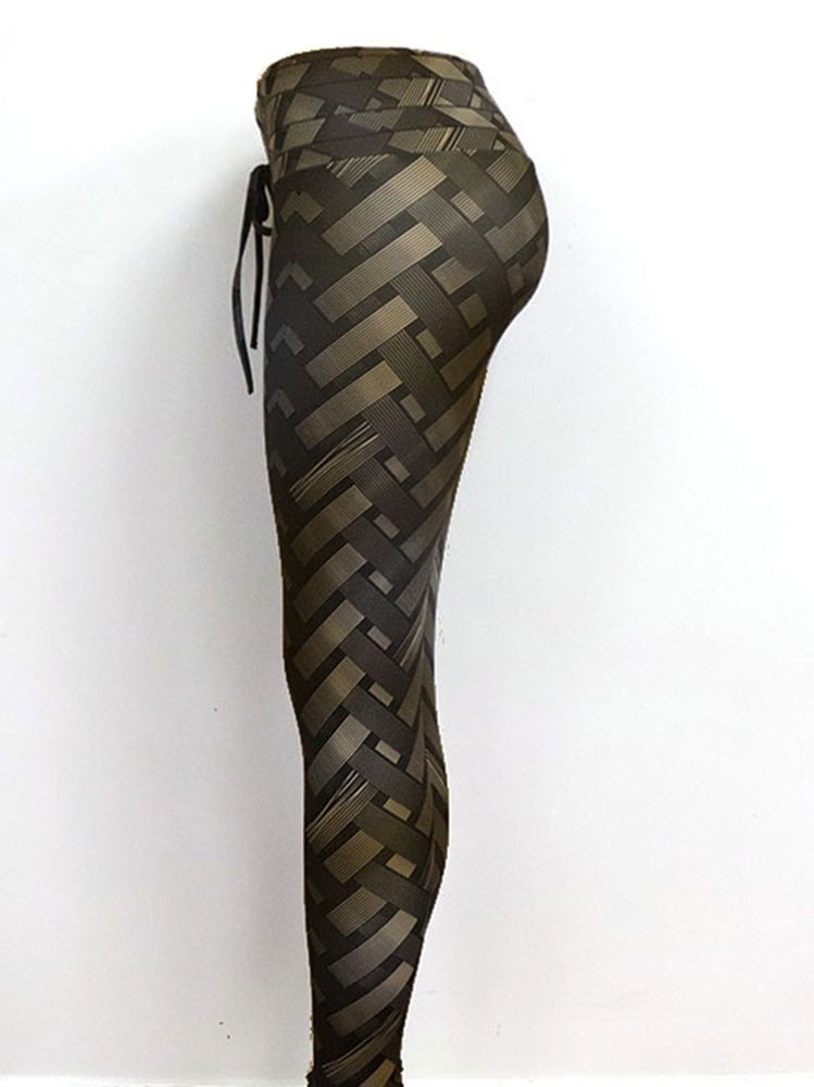 Solid Weave Print Calças De Ioga Feminina De Cintura Alta Leggings Tiktok