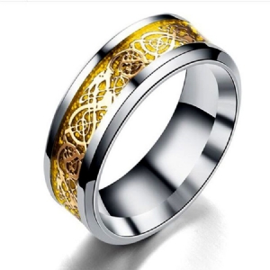 Anéis De Aço Inoxidável Dourado Masculino
