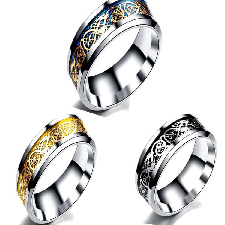 Anéis De Aço Inoxidável Dourado Masculino