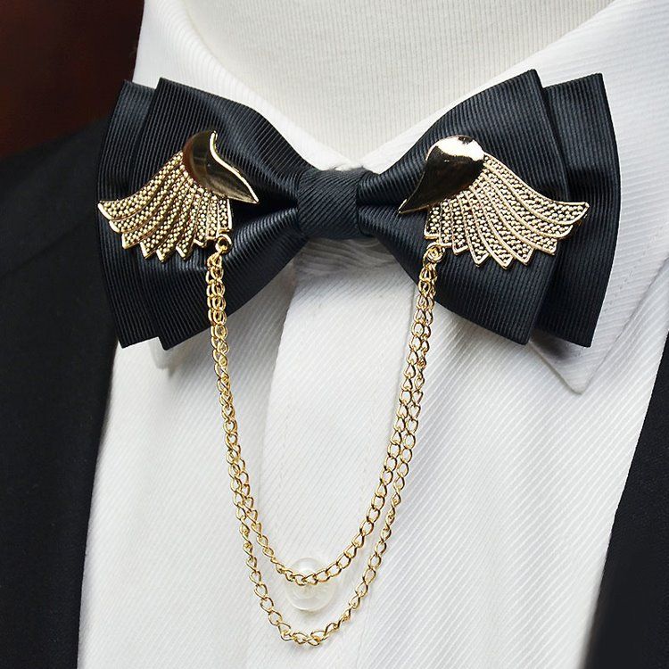 Bowtie Masculino Estilo Britânico Gold Wing
