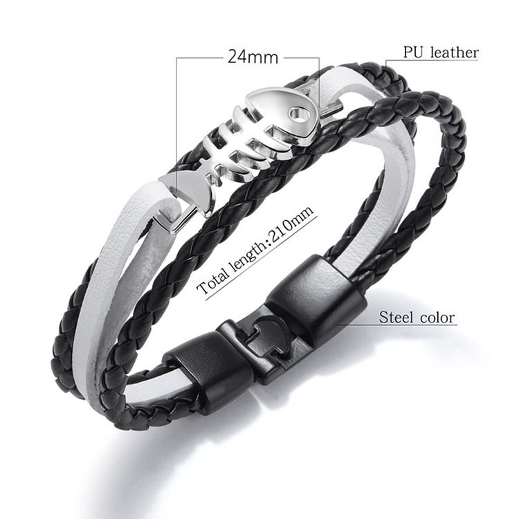 Bracelete Masculino De Prata Fishbone
