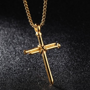 Colar Masculino Com Pingente Cruzado Estilo Punk