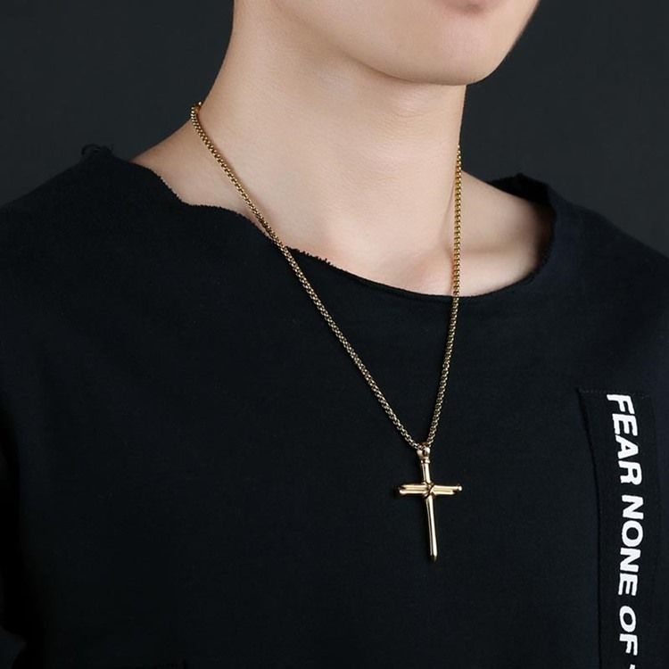 Colar Masculino Com Pingente Cruzado Estilo Punk