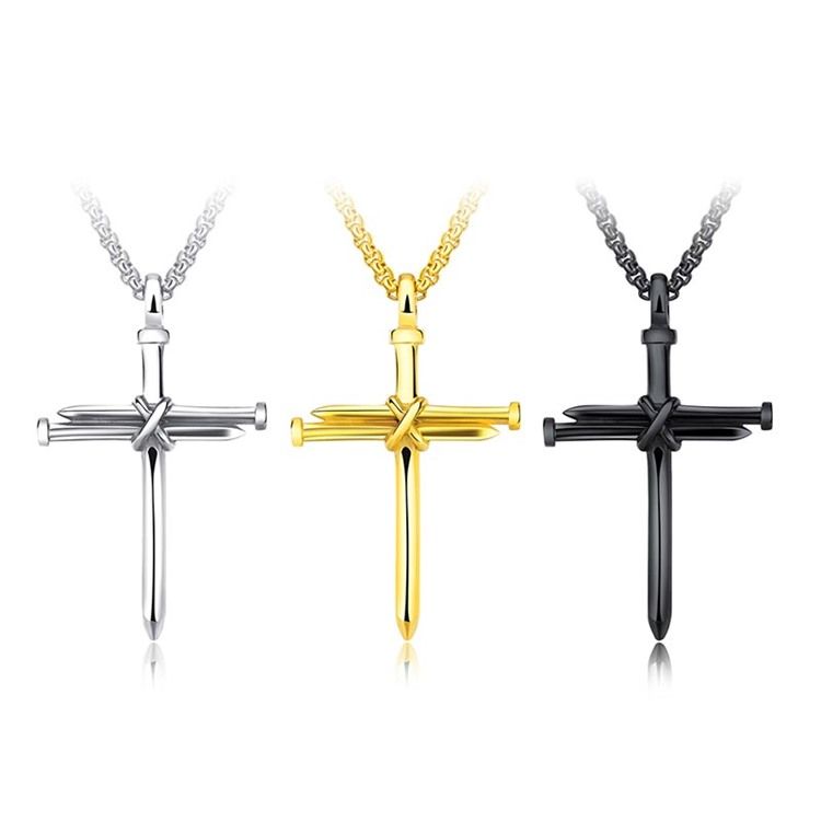Colar Masculino Com Pingente Cruzado Estilo Punk