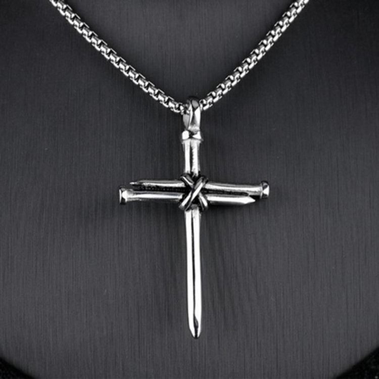 Colar Masculino Com Pingente Cruzado Estilo Punk