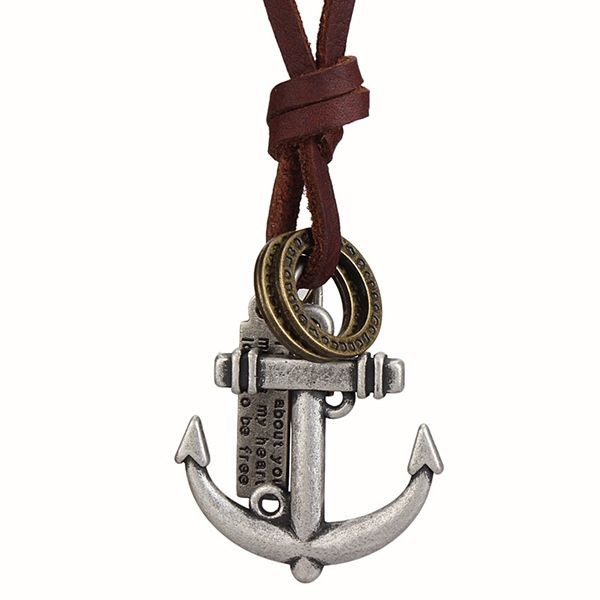 Colar De Pingente De Âncora Masculino