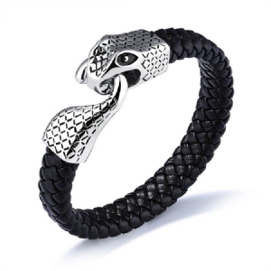 Pulseira De Couro Com Fivela De Couro De Cobra De Personalidade Masculina