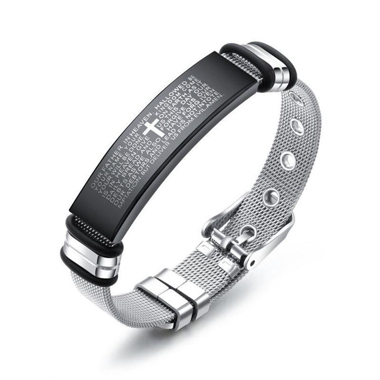 Pulseira Masculina De Aço Titanium Cross Bible